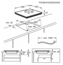 Plaque de cuisson induction Série 6000 FlexiBridge 60cm 4 foyers Noir - AEG Réf. TI64IG00FZ