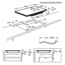 Plaque de cuisson induction Série 6000 FlexiBridge 80 cm 4 foyers Noir - AEG Réf. TI84IF00FB