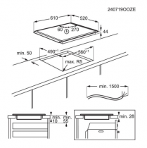 Plaque de cuisson induction Série 7000 60cm 3 foyers Noir - AEG Réf. NII63Q10AB