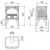 Poêle à bois 250 6kW fonte laquée Noire - DOVRE Réf. 250GM/B