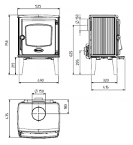 Poêle à bois 525 CB 8kW laqué Noir - DOVRE Réf. 525CB