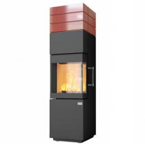 Poêle à bois 6kW façade noire + habillage céramique - HARK réf. 140 ECOPLUS