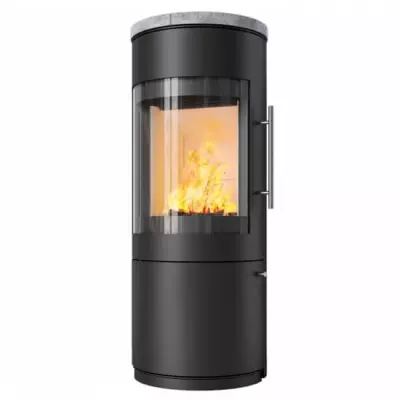 Po�le � bois 6kW fa�ade noire + habillage c�ramique ou st�atite - HARK r�f. 110 ECOPLUS