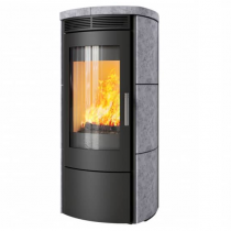 Poêle à bois 6kW façade noire + habillage céramique ou stéatite - HARK réf. 130 ECOPLUS