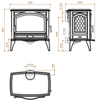 Poêle à bois 760WD 12kW fonte laquée Noire - DOVRE Réf. 760WD