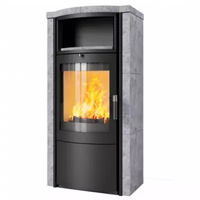 Po�le � bois 7kW fa�ade noire + habillage c�ramique ou st�atite - HARK r�f. 57