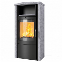 Poêle à bois 7kW façade noire + habillage céramique ou stéatite - HARK réf. 57