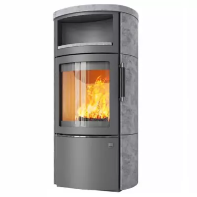 Po�le � bois 8kW fa�ade grise + habillage c�ramique ou st�atite - HARK r�f. 44-5.1GT ECOPLUS