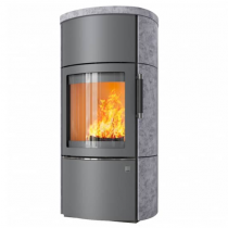 Poêle à bois 8kW façade grise + habillage céramique ou stéatite - HARK réf. 44-5.2GT ECOPLUS