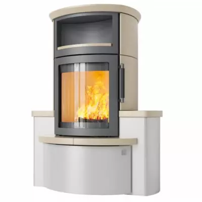 Po�le � bois 8kW fa�ade grise + habillage c�ramique ou st�atite - HARK r�f. 44-5.34GT ECOPLUS