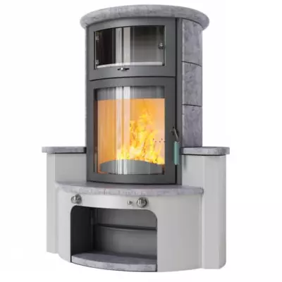 Po�le � bois 8kW fa�ade grise + habillage c�ramique ou st�atite - HARK r�f. 63 GT ECOPLUS