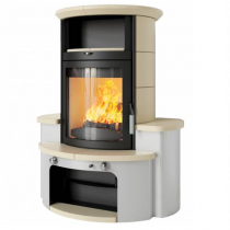 Poêle à bois 8kW façade noire + habillage céramique ou stéatite - HARK réf. 34GT ECOPLUS