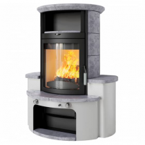 Poêle à bois 8kW façade noire + habillage céramique ou stéatite - HARK réf. 34GT ECOPLUS