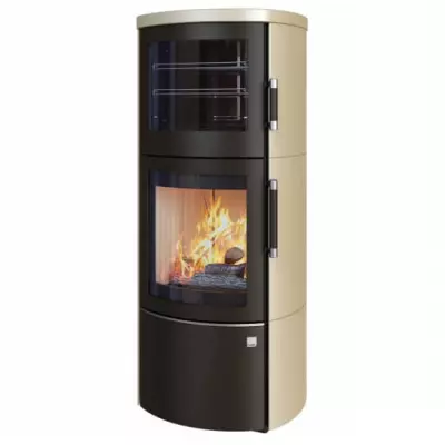 Po�le � bois 8kW fa�ade noire + habillage c�ramique ou st�atite - HARK r�f. 44-5. Roma GT ECOPLUS