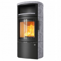 Poêle à bois 8kW façade noire + habillage céramique ou stéatite - HARK réf. 44-5.1GT ECOPLUS