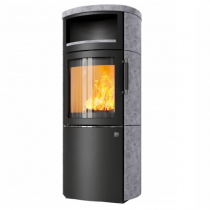 Poêle à bois 8kW façade noire + habillage céramique ou stéatite - HARK réf. 44-5.8GT ECOPLUS