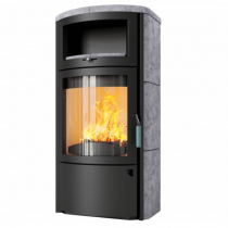 Poêle à bois 8kW façade noire + habillage céramique ou stéatite - HARK réf. 44-GT ECOPLUS