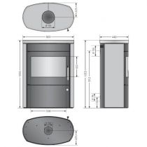 Poêle à bois Agero 2.0 7kW acier Noir / dessus et côtés pierre Ollaire - JUSTUS Réf. 549123
