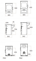 Poêle à bois Aire Intelligent 300 I-Blu 3.9kW sur socle bas - CHARNWOOD Réf. 009/AIRE-300LS-AJL noir (autres coloris en option)