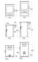 Poêle à bois Aire Intelligent 500 I-Blu 5.6kW sur socle bas - CHARNWOOD Réf. 009/AIRE-500LS-AGL