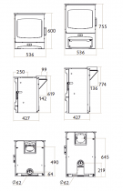 Poêle à bois Aire Intelligent 700 I-Blu 6.6kW sur socle bas - CHARNWOOD Réf. 009/AIRE-700LS-ALL noir (autres coloris en option)