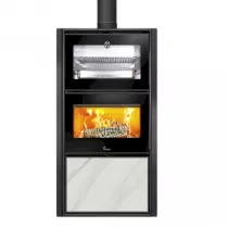 Poêle à bois Bergen 11.5kW acier / céramique Blanc - LACUNZA Réf. 3000001353706