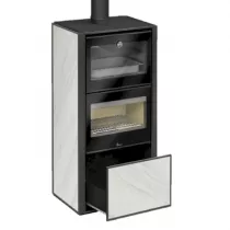 Poêle à bois Bergen 11.5kW acier / céramique Blanc - LACUNZA Réf. 3000001353706