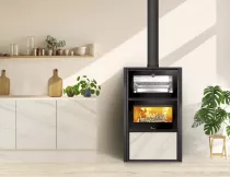 Poêle à bois Bergen 11.5kW acier / céramique Blanc - LACUNZA Réf. 3000001353706