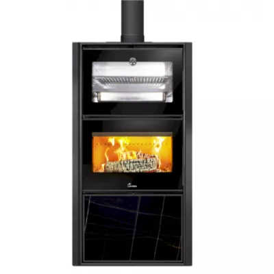 Po�le � bois Bergen 11.5kW acier / c�ramique Noir - LACUNZA R�f. 3000001351290