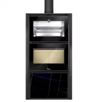 Poêle à bois Bergen 11.5kW acier / céramique Noir - LACUNZA Réf. 3000001351290