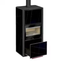 Poêle à bois Bergen 11.5kW acier / céramique Noir - LACUNZA Réf. 3000001351290