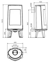 Poêle à bois Bold 7kW fonte laquée Noire - DOVRE Réf. BOLD300