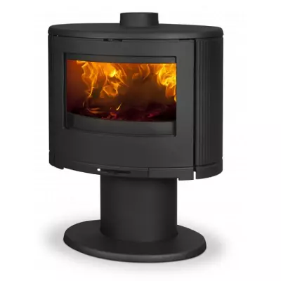 Po�le � bois Bow 9kW fonte laqu�e Noir pied central - DOVRE R�f. BOW/P