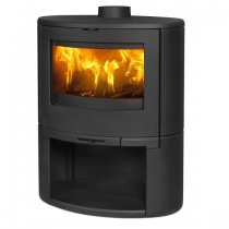 Poêle à bois Bow 9kW fonte laquée Noir sur coffre - DOVRE Réf. BOW/WB