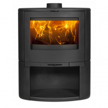 Poêle à bois Bow 9kW fonte laquée Noir sur coffre - DOVRE Réf. BOW/WB
