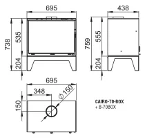 Poêle à bois Bronpi Cairo 70 Box 12kW Anthracite