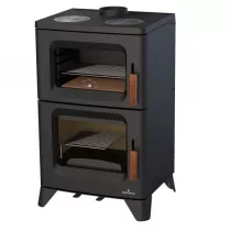 Poêle à bois Bronpi Hilton C 14kW Anthracite avec plaques de cuisson