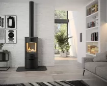 Poêle à bois étanche EIFFEL sur bûcher 6kW Anthracite - Deville Réf. C077CN-06