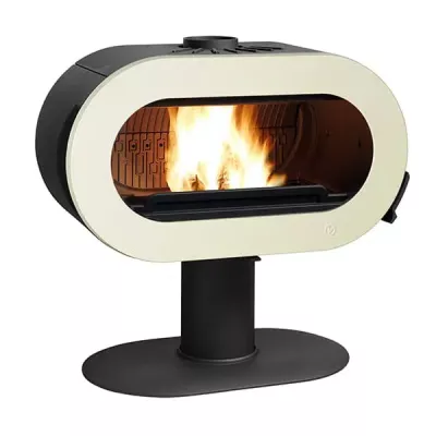 Po�le � bois FIFTY PLUS sur pied 10kW �mail Ivoire - Invicta R�f.P648056