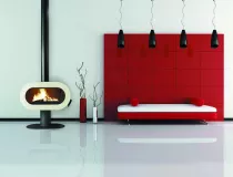 Poêle à bois FIFTY PLUS sur pied 10kW émail Ivoire - Invicta Réf.P648056