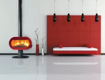 Poêle à bois FIFTY PLUS sur pied 10kW émail Rouge - Invicta Réf. P648057