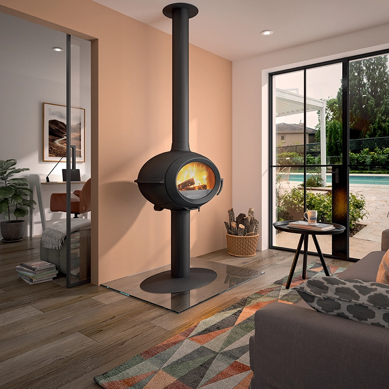 Poêle à bois encastrable Cuir 900, INVICTA, 14 kW anthracite