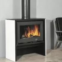 Poêle à bois Godin Florac 400221 7.5kW décor acier Blanc