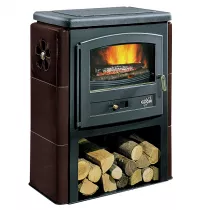 Poêle à bois Godin l\' Eco 2 363109 8kW avec bûcher Céramique