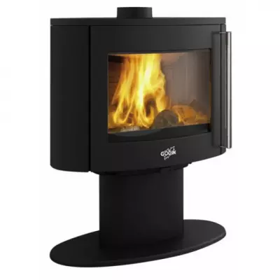 Po�le � bois Godin Le Coggia 388243 1 vitre sur pied 9kW peint Noir