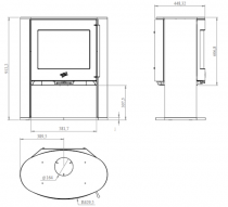 Poêle à bois Godin Le Coggia 388245 1 vitre sur bûcher 9kW peint Noir / acier émaillé