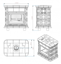 Poêle à bois Godin Le Constance 2 réf. 630142 (remplace 630116) 12kW Décor céramique façade Noir