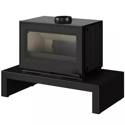 Po�le � bois Godin Le Coudray 411114 15kW Peint Noir porte vitr�e