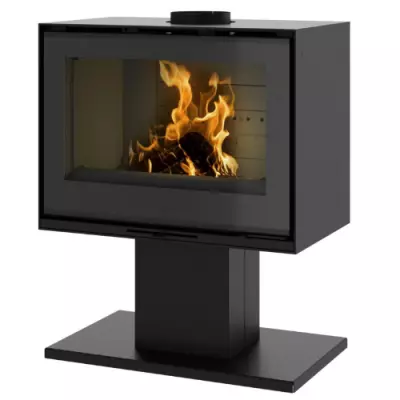 Po�le � bois Godin Le Huriel sur pied 411202 10kW Peint Noir 