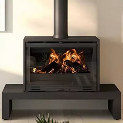 Po�le � bois Godin Le Mielan 65 411118 7.8kW Peint Noir porte vitr�e